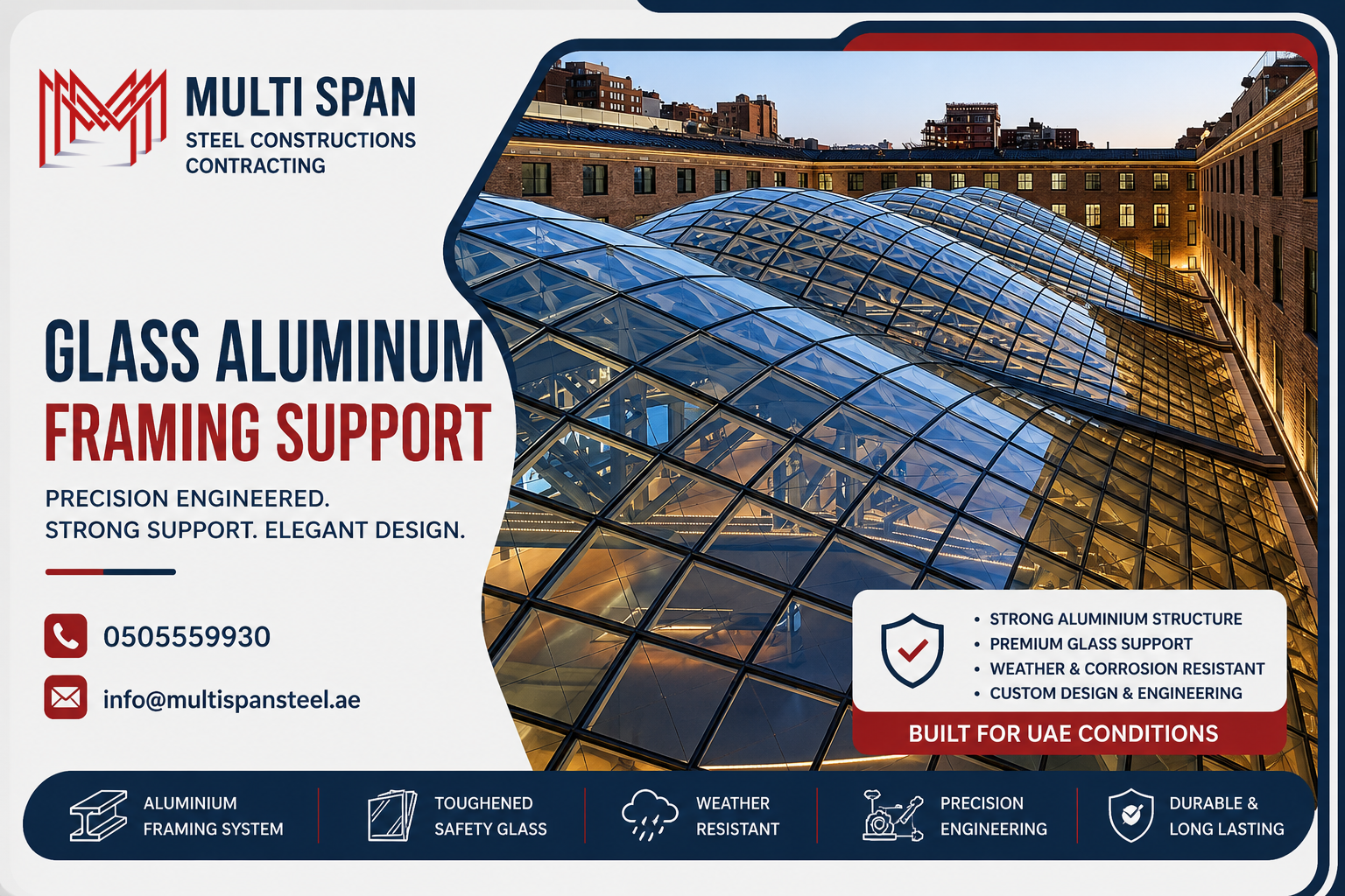 Aluminum Framing Facade Steel Support UAE