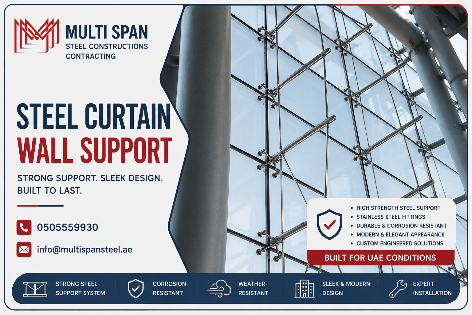 Steel Curtuin wall support 1 Steel Curtain Wall Support Fabricator in Dubai