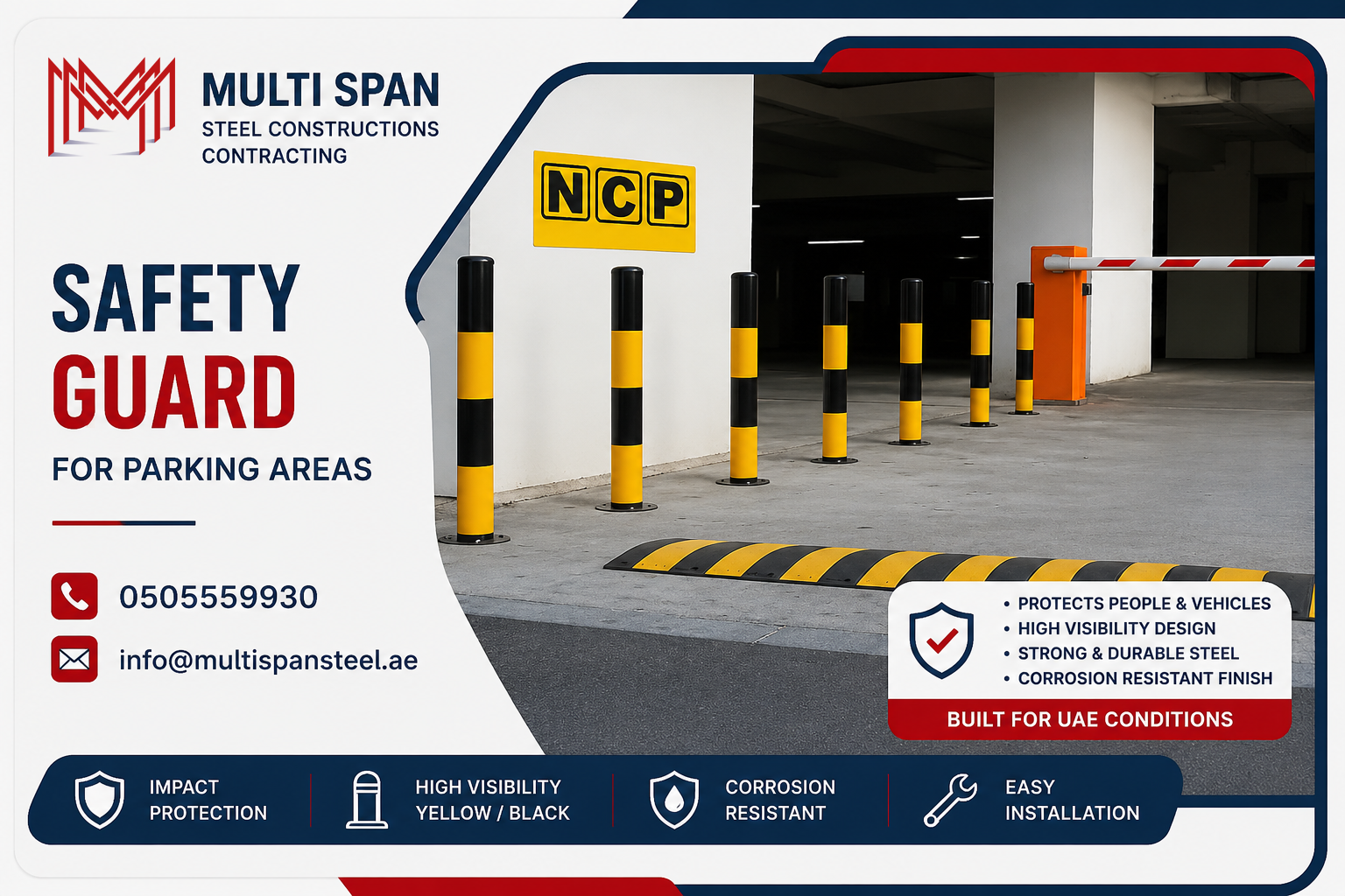 Safety guard for parking areas 1 Steel Parking Safety Guards Fabrication