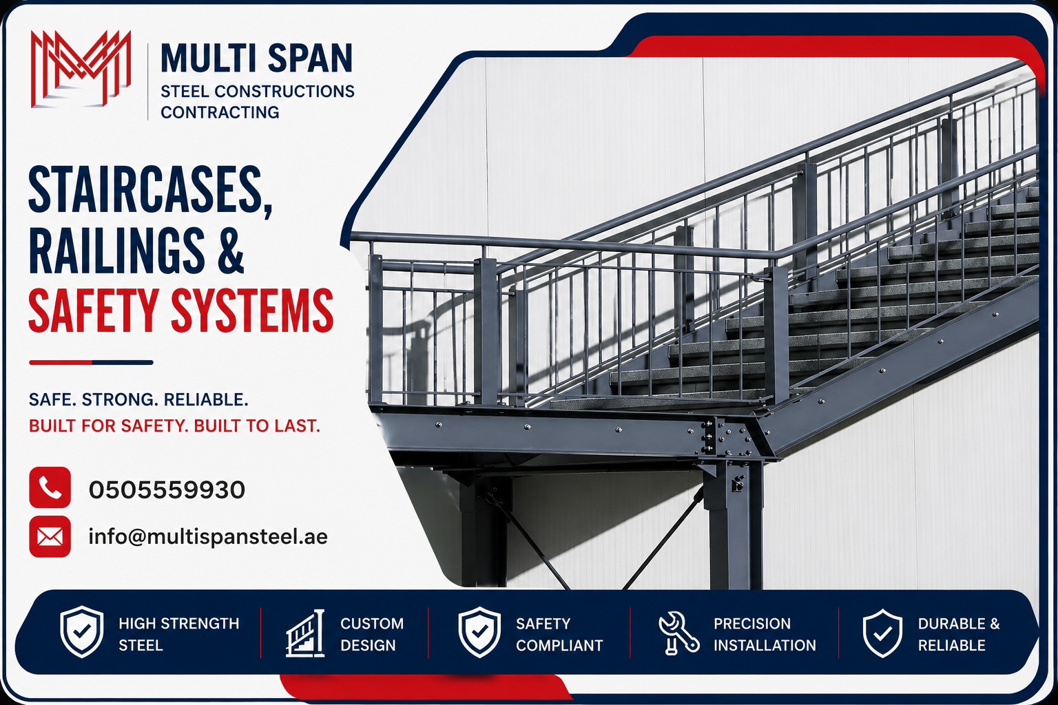 Staircases, Railings & Safety Systems 1 Steel Staircases & Railings Fabrication in Dubai